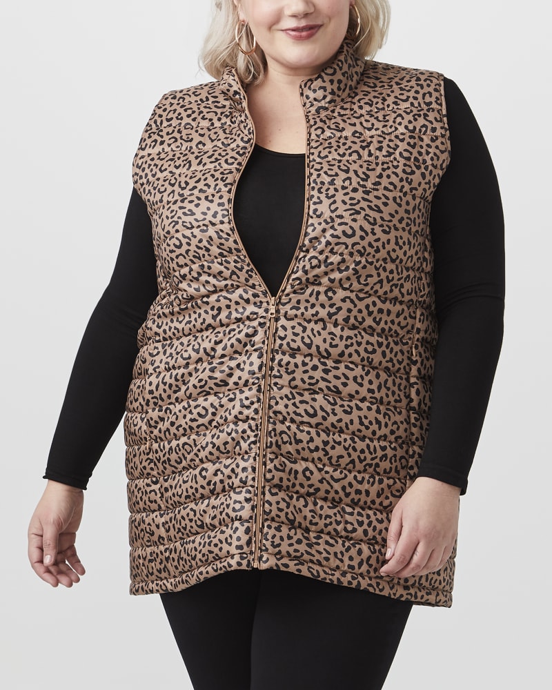 Avalynn Plus Size Tunic Puffer Vest Tan Brown